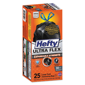 Hefty® Ultra Flex Waste Bags, 30 Gal, 1.05 Mil, 6" X 2.1", Black, 150-carton freeshipping - TVN Wholesale